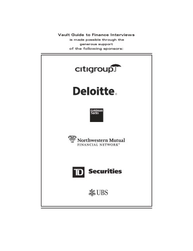 Vault Guide to Finance Interviews