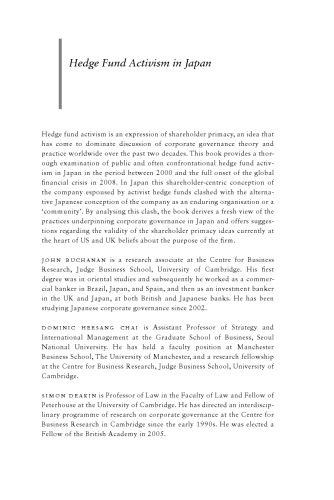 Hedge fund activism in Japan : the limits of shareholder primacy