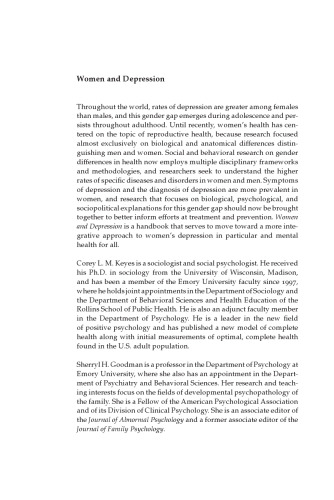 Women and depression : a handbook for the social, behavioral, and biomedical sciences