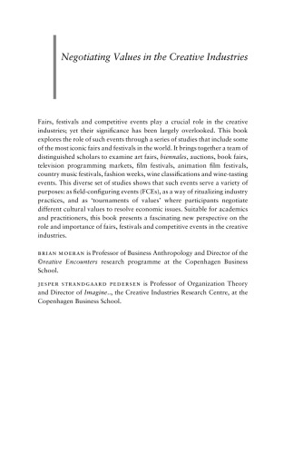 Negotiating values in the creative industries : fairs, festivals and competitive events