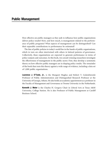 Public management : organizations, governance, and performance