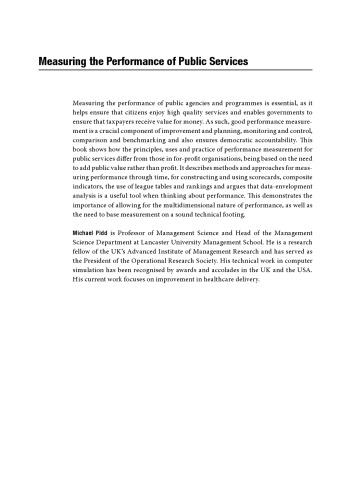 Measuring the performance of public services : principles and practice