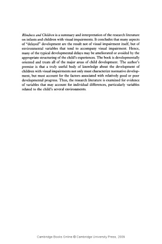 Blindness and children : an individual differences approach