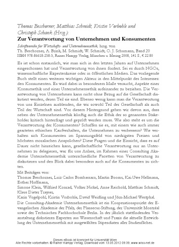 Zur Verantwortung von Unternehmen und Konsumenten