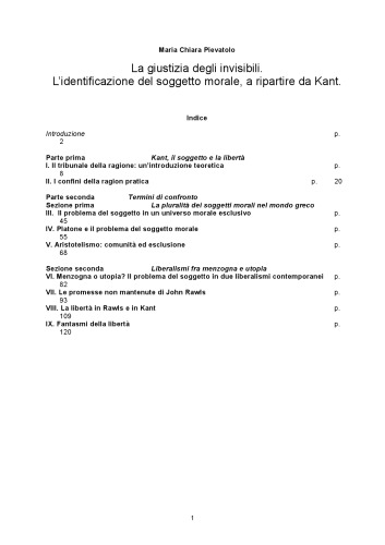 La giustizia degli invisibili. L'identificazione del soggetto morale, a ripartire da Kant