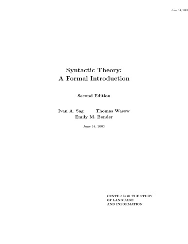 Syntactic Theory: A Formal Introduction