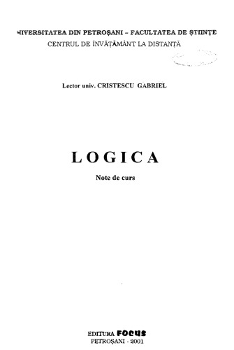Logica~ Note de curs