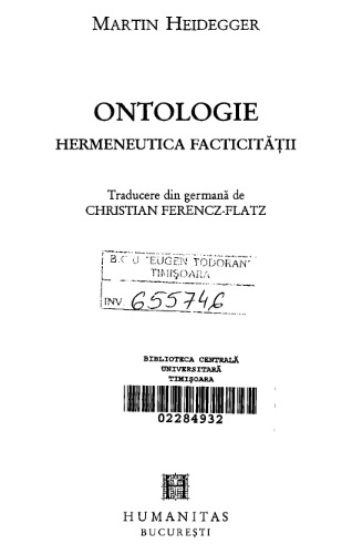 Ontologie. Hermeneutica facticitatii