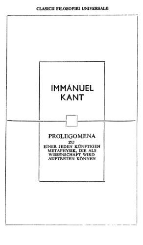 Prolegomene la orice metafizică viitoare care se va putea înfăţişa drept ştiinţă