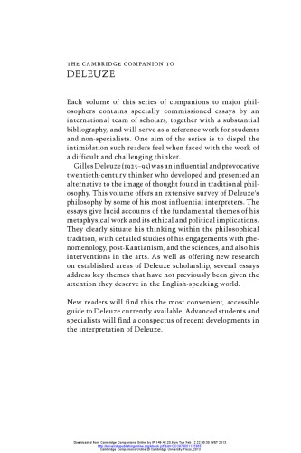 The Cambridge Companion to Deleuze