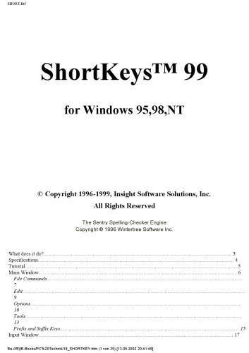 ShortKeys : for Windows 3.1, 95, NT