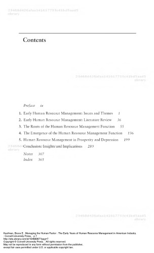 Managing the Human Factor: The Early Years of Human Resource Management in American Industry