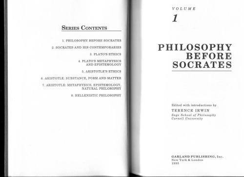 Classical Philosophy. Collected Papers: Philosophy Before Socrates