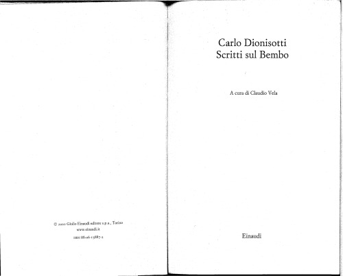 Scritti sul Bembo