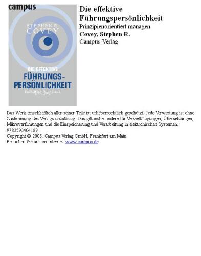 Die effektive Führungspersönlichkeit: Prinzipienorientiert managen