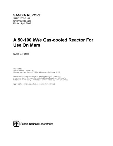 A 50-100 kWe Gas-Cooled Reactor for Use on Mars