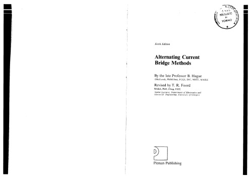 Alternating Current Bridge Methods 6th ed