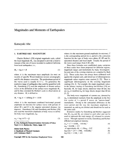 Magnitudes and Moments of Earthquakes [short article]