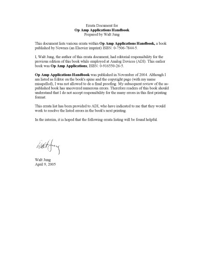 Op Amp Applications ERRATA