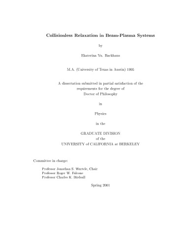 Collisionless Relaxation in Beam-Plasma Systems [thesis]