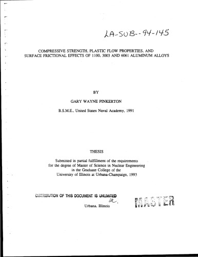 Strength, Flow Properties of 1100, 3003, 6061 Aluminum Alloys [thesis]