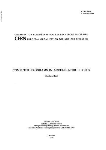 CERN - Computer Programs in Accelerator Physics