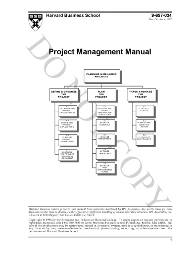 Harvard Business School - Project Management Manual