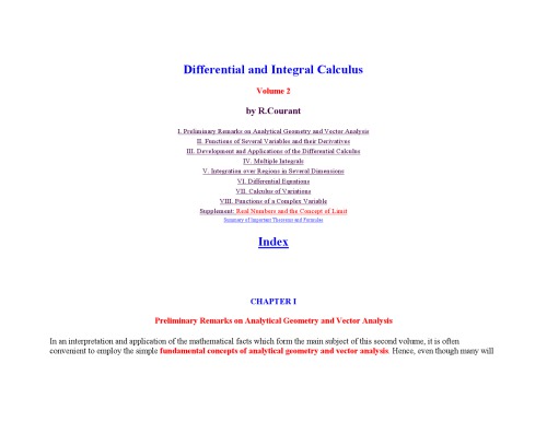 Differential and Integral Calculus [Vol 2]