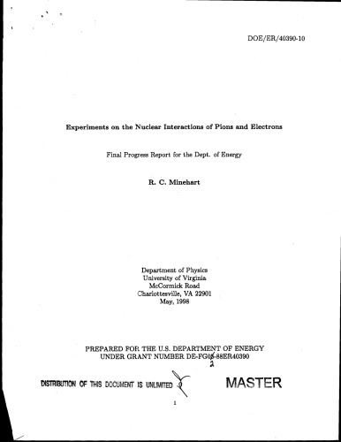 Experiments on the Nuclear Interactions of Pions and Electrons
