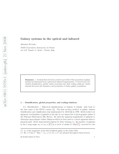 Galaxy Systems in the Optical and Infrared