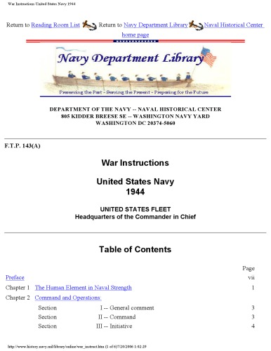War Instructions - US Navy [website capture]