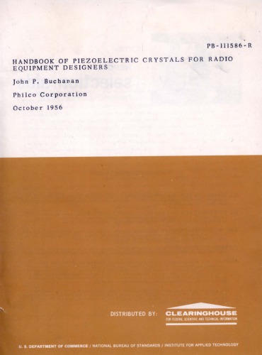 Handbook of Piezoelectric Crystals for Radio Equipment Designers