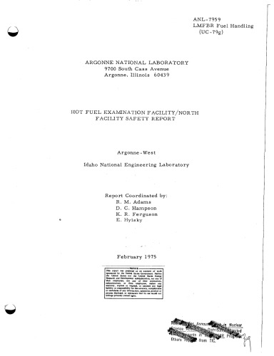 Hot Fuel Examination Facility - Safety Report