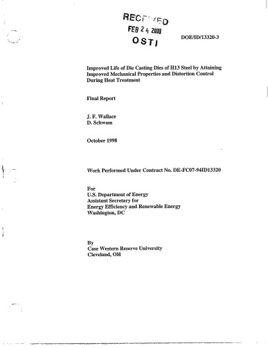 Improved Life of Die-Casting Dies [H-13 Steel] by Heat Treatment