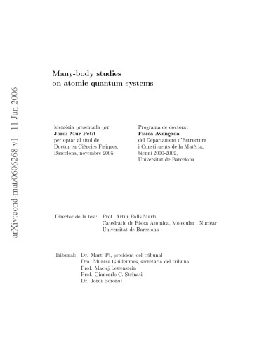 Many-Body Studies on Atomic Quantum Systems [thesis]