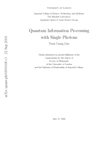 Quantum Information Processing with Single Photons [thesis]