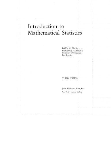 Introduction to Mathematical Statistics
