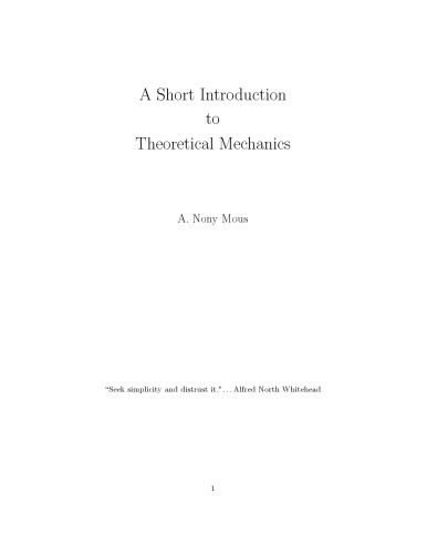 A Short Introduction to Theoretical Mechanics
