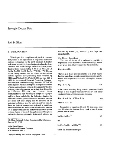 Isotopic Decay Data (geological) [short article]