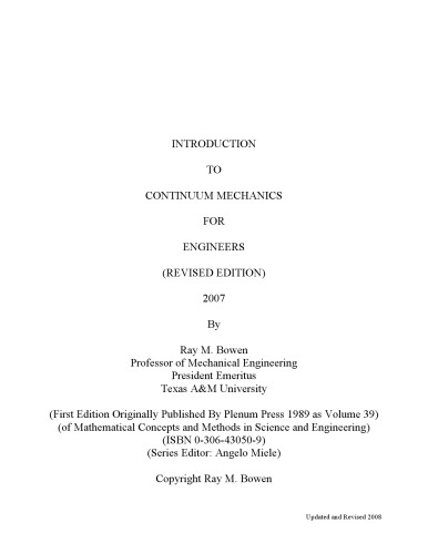 Introduction to Continuum Mechanics for Engineers (rev.)