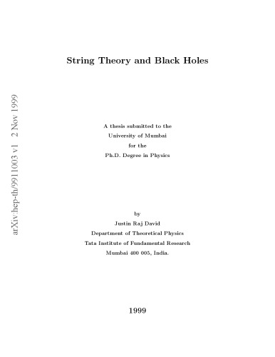 String Theory and Black Holes [thesis]