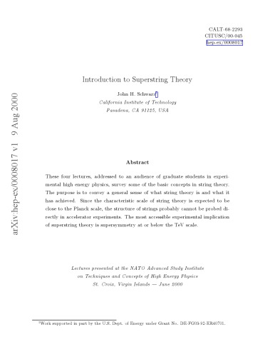 Introduction to Superstring Theory