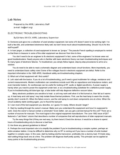 ARRL - Electronic Troubleshooting