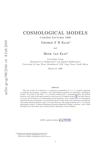 Cosmological Models [lectures]