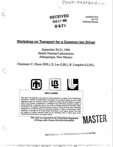 Transport for a Common Ion Driver [workshop]