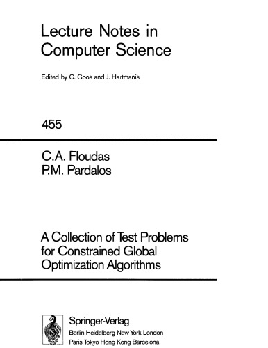 A Collection of Test Problems for Constrained Global Optimization Algorithms