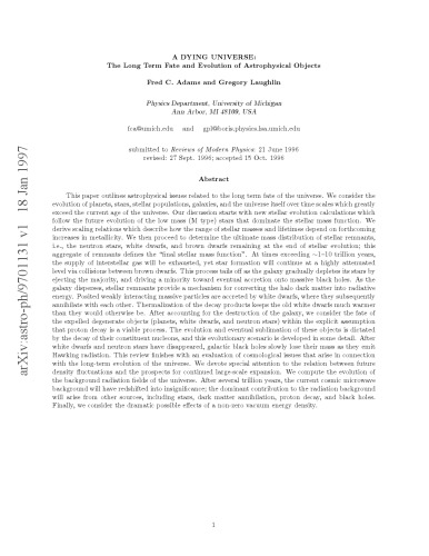 A Dying Universe - Long-Term Fate of Astrophys. Objects [lg article]