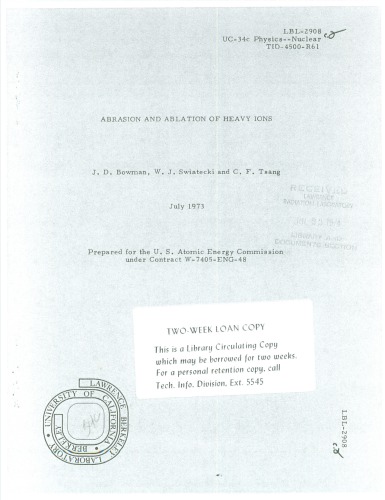 Abrasion and Ablation of Heavy Ions