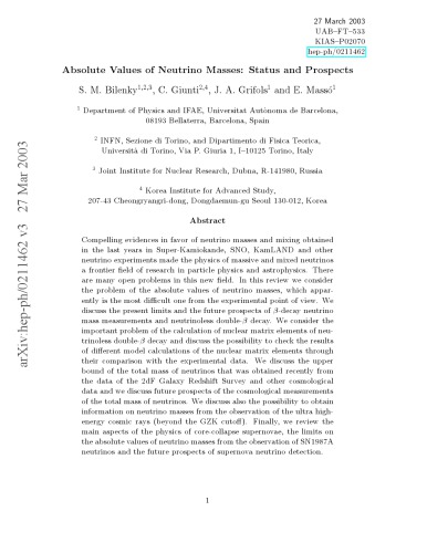 Absolute Values of Neutrino Masses - Status and Prospects