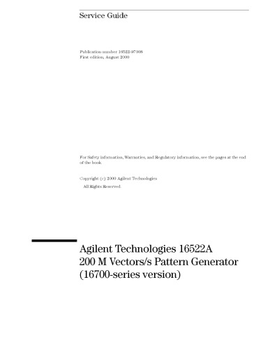 Agilent 16522A Pattern Generator (service)